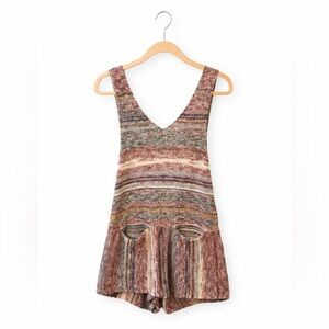 Free People Striped Knit Romper XS Boho V-Neck Sleeveless $128